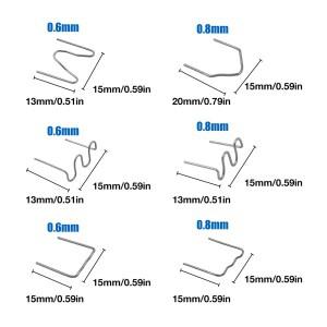 3000PCS  스테이플, 6가지 모델 플라스틱 용접 못, 사전 절단 웨이브 범퍼 수리 자동차 0.6/0.8mm