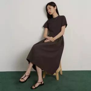 매장정품 빈폴 레이디스 우븐 믹스 분또 반소매 원피스 브라운 BF6571C71D 293910