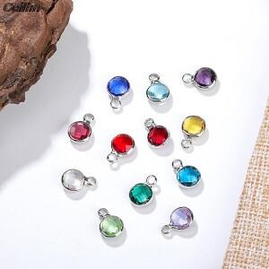 DIY 공예용 구리 원형 6mm 탄생석 부적 비즈  다채로운 크리스탈 펜던트  목걸이 팔찌 쥬얼리 제작 결과물