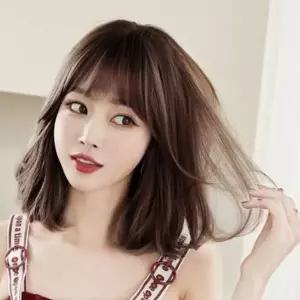 C컬 중단발 통가발 내추럴 브라운 자연스러운 인모 믹스 여신 웨...