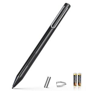MICROSOFT SURFACE PRO용 스타일러스 펜 11 /10 /9 /X /8 /7+ /7 /6 /5 /4 /3 /서피스 3 GO 4 /2 /1 LAPTOP /STUDIO /BOOK 5 스페어팁 2개 및 AAAA 배터리 포함 1024단계 압력 블랙 vI6