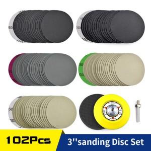 100피스 3 인치 75mm 샌딩 디스크 습식 건식 후크 및 루프 샌드페이퍼 1/4 ''생크 패드 폼 버핑 자동차 연