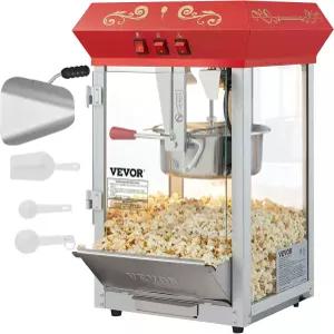 VEVOR 상업용 팝콘 기계 8온스 주전자 배치당 48컵을 담을 수 있는 850W 조리대 메이커 3스위치 제어 강철