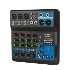 미니 오디오 DJ 믹서 사운드 보드 콘솔 시스템 5채널 48V 팬텀 파워 블루투스 USB MP3 스테레오 라이브 스튜디오 스트리밍 전문 녹음 파티 KTV 무대 제공 ㅣT1
