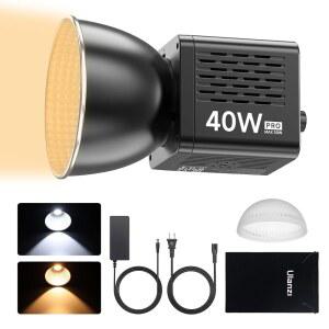 ULANZI 40W PRO 휴대용 LED 비디오 라이트 DC 전원 어댑터 3400MAH 내장 배터리 메탈 미니 듀얼 컬러 온도 COB 연속 출력 조명 핸드헬드 스포트라이트 2500K-650만 비디오용 v58