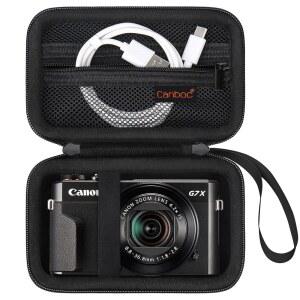 캐논 파워샷 G7 X MARK III / G7X II 디지털 4K 브이로그 카메라용 캔복 카메라 케이스 포인트 앤 샷 비디오 가방 지퍼 메시 포켓 USB 케이블 배터리 블랙 iBK