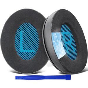 솔로WIT 쿨링-젤 이어패드 보스 헤드폰용 쿠션 콰이어트컴포트 15 QC15 QC25 QC2 QC35 / AE2 AE2I AE2W 사운드트루 & 사운드링크 어라운드 이어 및 II - 블루앤블랙 vSX