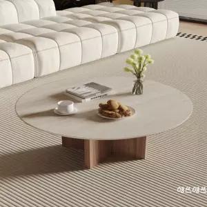 세라믹거실테이블 원탁 좌식테이블 거실탁자 티테이블 호두
