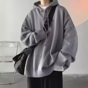 남친 니트 가을 빈티지 후드집업 점퍼 스타일 무스탕 코트 후드 스웨터 KS3