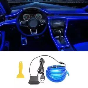 5M 자동차 인테리어 Led 스트립 빛 네온 EL 배선 장식 램프 자동 DIY 유연한 주변 조명 USB 파티 분위기