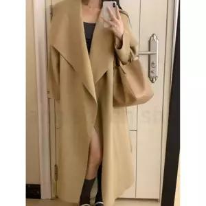 핸드메이드 빅카라 숄카라 제품 겨울아우터 울70 와이드 코트 벨트 로브coat 롱 페미닌한 울