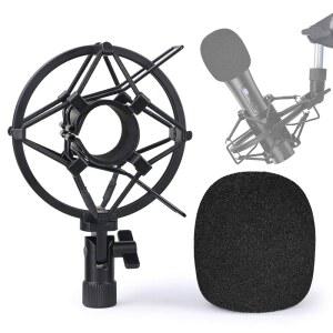 흡수 진동 및 소음을 위한 폼 윈드스크린이 장착된 SUNMON ATR2100X-USB 마이크 충격 마운트 홀더 ATR2100X-USB ATR2100-USB 다이내믹 마이크에 적합한 팝 필터 ㅣAH