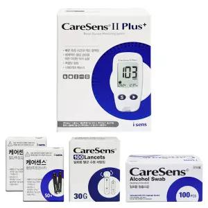 케어센스2 플러스 혈당측정기+시험지110매+침110개+솜100매 당뇨체크기 검사기 당 기계 세트