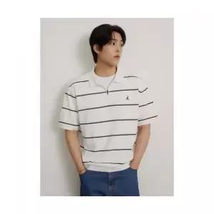 빈폴 BEANPOLE MEN 피케 스트라이프 반집업 맨투맨 아이보리 BC5342O830 491343