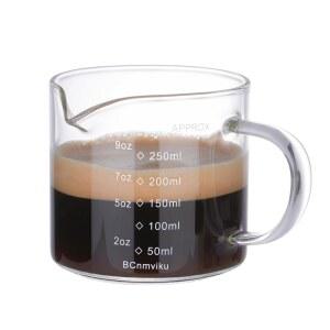 BCNMVIKU 에스프레소 컵 계량컵 트리플 피처 밀크 250ML / 8.5OZ 컵 손잡이 샷 글라스 V자형 입 투명 액세서리 프로팅 (1) ㅣG3