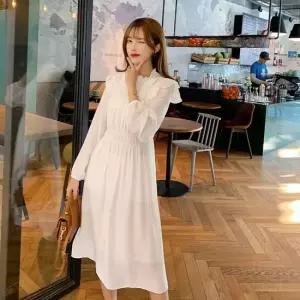 셀럽하우스 코디피셜 엔젤 프릴 레이스 긴팔 롱원피스