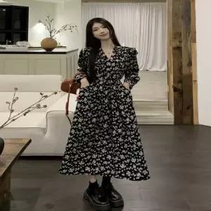 셀럽하우스 여성 랩스타일 D170 플라워 브이넥 원피스