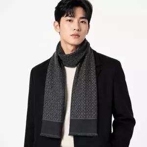 페라가모 FERRAGAMO 52 7047 0671684 간치니 자카드 패턴 울 프린지 남성 스카프
