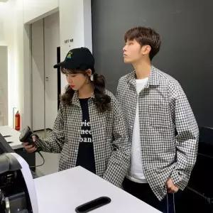 셀럽하우스 남여공용 셔츠 남방 시밀러룩 커플룩 1컬러 체크패턴