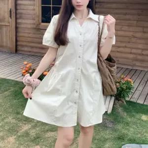 셀럽하우스 여름 카라 셔츠 셔링 원피스 루즈핏 반팔 3컬러