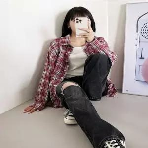 셀럽하우스 여성 6컬러 모노 오버핏 체크남방 봄 가을 체크셔츠