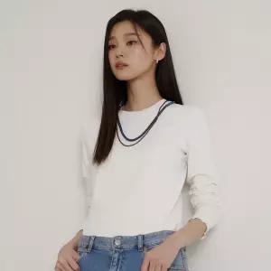 [백화점 정품] 빈폴 25SS [SS26]러플 디테일 라운드 티셔츠 - 아이보리 BF6241C900