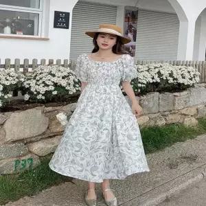 셀럽하우스 여자 여름 해변룩 스모크밴딩 플라워 퍼프소매 원피스
