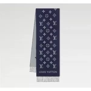 [LOUIS VUITTON]루이비통 올 어바웃 모노그램 울 100% 스카프 네이비 블루 100780569