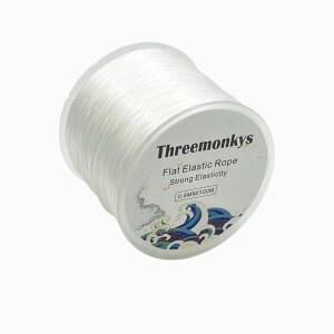 끈 장신구 제작 및 팔찌 제작을 위한 쓰리에몬키스 플랫 엘라스틱 라인 0.8MM 로프 비드 (100M) ㅣJG