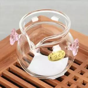 고품질 핑크꽃 유리 숙우 찻잔 컵 150ml 유리다기 (W15A34F)