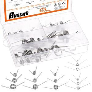 RUSTARK 45PCS 15 사이즈 45 / 90 120도 스테인리스 스틸 토션 스프링 모음 키트 기계식 소형 작은 목공 유지보수 DIY 프로젝트용 vQW