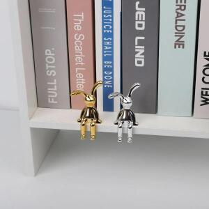 긴귀가 달린 토끼 동상 센터 콘솔 장식 가정용 가구 조각 Pastable 도금  있은