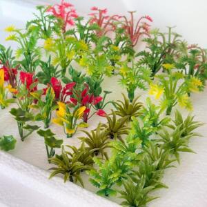 50pcs 혼합 색상 모델 식물 미니어처 열대 우림 디오라마 용품 가 미니  나무 플라스틱 정글
