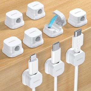 9팩 마그네틱 케이블 클립 코드 오거나이저, 홈 클립, USB 나이트 키퍼 정리함 액세서리, 홀더 데스크탑 오피스 책상 와이어 관리 자동차 접착 스탠드 벽 휴대폰