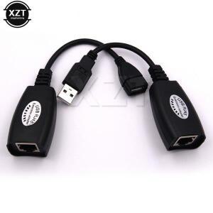 2pcss  USB to RJ45 RJ 45 LAN 케이블 확장 어댑터 익스텐더 Cat5 패치 코드 블랙 네트워킹 액세서리