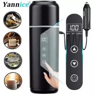 전기 주전자 12V24V 휴대용 자동차 난방 컵 500ml 여행 터치 스크린 지능형 조절 온도 열