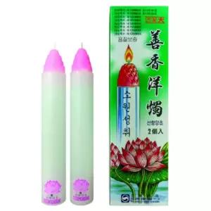 연꽃대 2입 x 30개 1박스 소원초 기도용초 소원 성취 흰양초 파라핀 기도 제사 선향양초