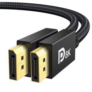 IVANKY 8K 디스플레이 포트 케이블 1.4, VESA 모니터, HDR, 2M(6.6피트) 지원 HDCP 인증 브레이드 G-SYNC, 32.4GBPS, PC용 2K@240HZ)HBR3 FREESYNC 그래픽, 4K@144HZ, 게이밍 (8K@60HZ, 2.2, DP