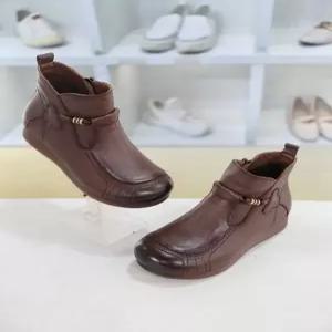 [블리아르]소가죽 통굽 기모안감 앵클 부츠 4cm BLMD500862