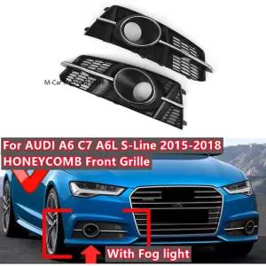 2x 앞 범퍼 안개등 그릴 안개 램프 마스크 커버 AUDI A6 C7 A6L S-Line With Fog Light 2015-2018 4G 08076