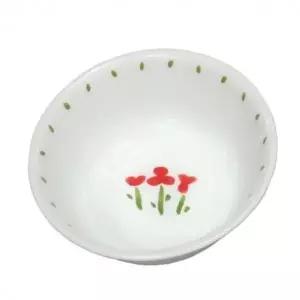 ( )붉은꽃 도자기 대접 15.7cm 면기 국수 냉면 국그릇 다용도 볼 식기