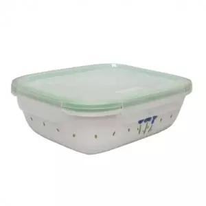 ( )파랑꽃 대용량 도자기 밀폐용기 1900ml 뚜껑 찬통 반찬 냉장고 보관 그릇