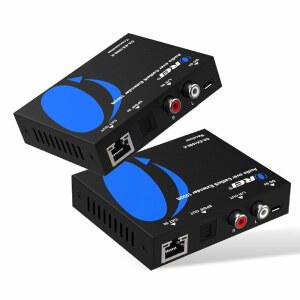 CAT5E/6 익스텐더를 통한 OREI 오디오 최대 900피트 - 장거리 확장을 위해 DOLBY DIGITAL DTS 4.1 DTS-HD PCM을 위한 LAN 이더넷 전원 케이블을 디지털 광 콕시얼 토슬링크 신호 확장 ㅣRU