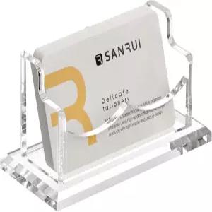 산루이 클리어 수평 명함 홀더 스탠드 책상용 아크릴 데스크톱 디스플레이 네임 카드 정리함 보관 랙 전시