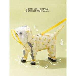 강아지우비 비옷 반려견 레인코트 방수 중형견 그린 공룡 개구리 강아지우의 노란색