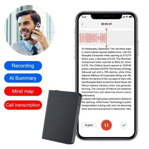ChatGPT AI 구동 미니 음성 녹음기 USB 플래시 드라이브 제어 전화 통화 녹음기 전사 요약 번역기 Mp3