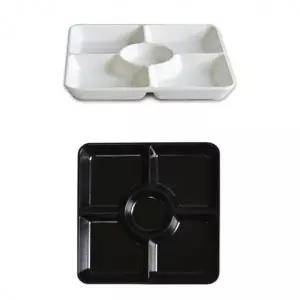 멜라민 5칸 나눔 안주 접시 반찬그릇 21.4cm 5호 블랙