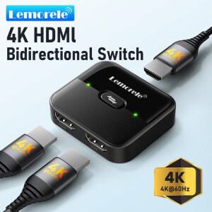 크롬캐스트오디오 레모렐 4K HDMI 분배기 스위치 2입력 1출력 60Hz 호환 허브 스위처 PC 노트북 HDTV Xbox PS4 PS5 TV Macbook용