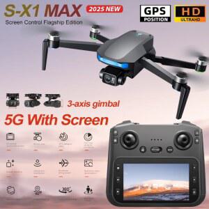 새로운 S-X1 MAX GPS 드론 전문가용 4K 카메라 3축 짐벌 항공 FPV 브러시리스 대형 스크린 리모컨 접이식 드론