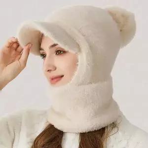 모헤어 부클 바라클라바 골프 겨울 여자 니트모자 방울모자 털모...